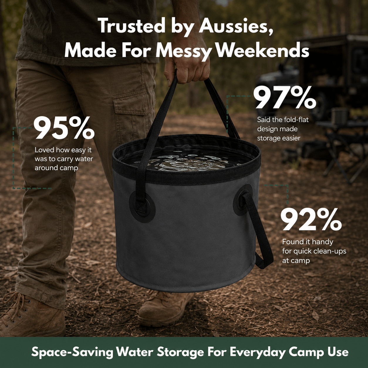 TrailBuilt Fold-Flat Water Bucket