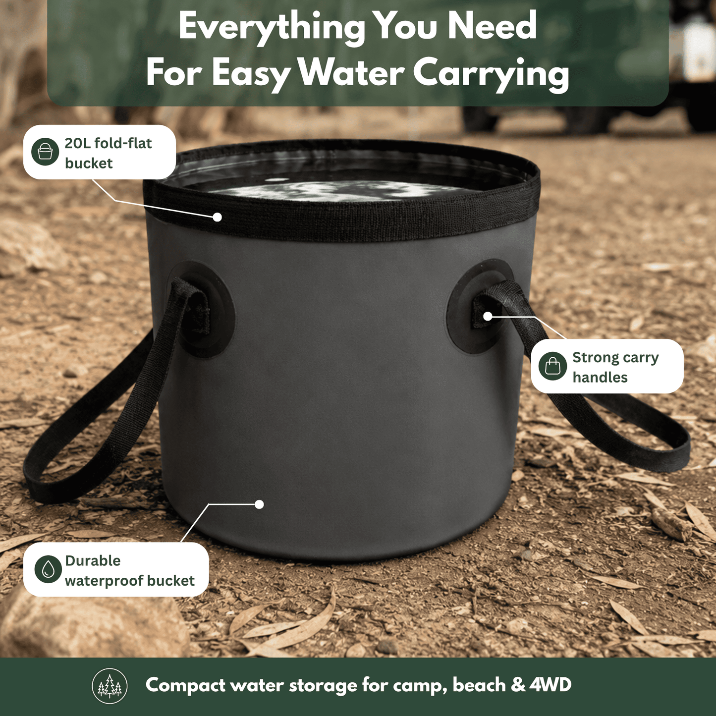 TrailBuilt Fold-Flat Water Bucket