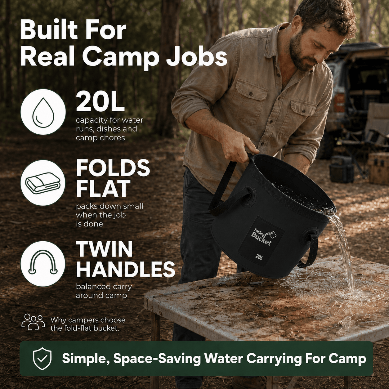 TrailBuilt™ Fold-Flat Water Bucket